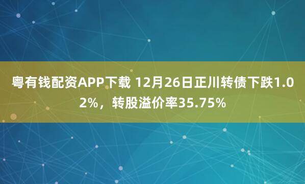 粤有钱配资APP下载 12月26日正川转债下跌1.02%，转股溢价率35.75%